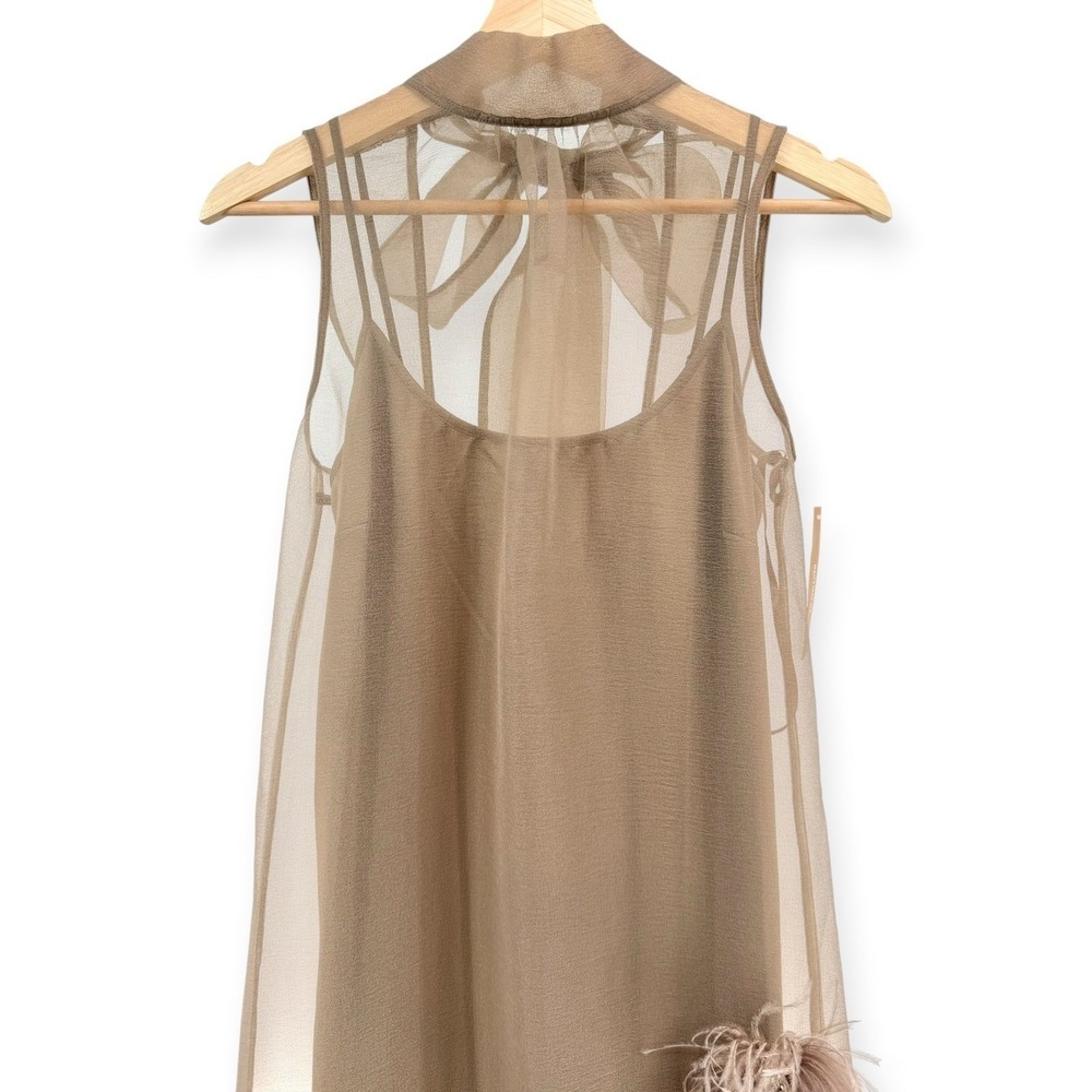 NWT o.p.t Naia Organza Tie Neck Maxi Dress in Oatmeal - Size XS - Picture 5 of 11